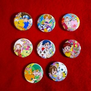 Handmade Anime Digimon Button Pins Set Of 8!